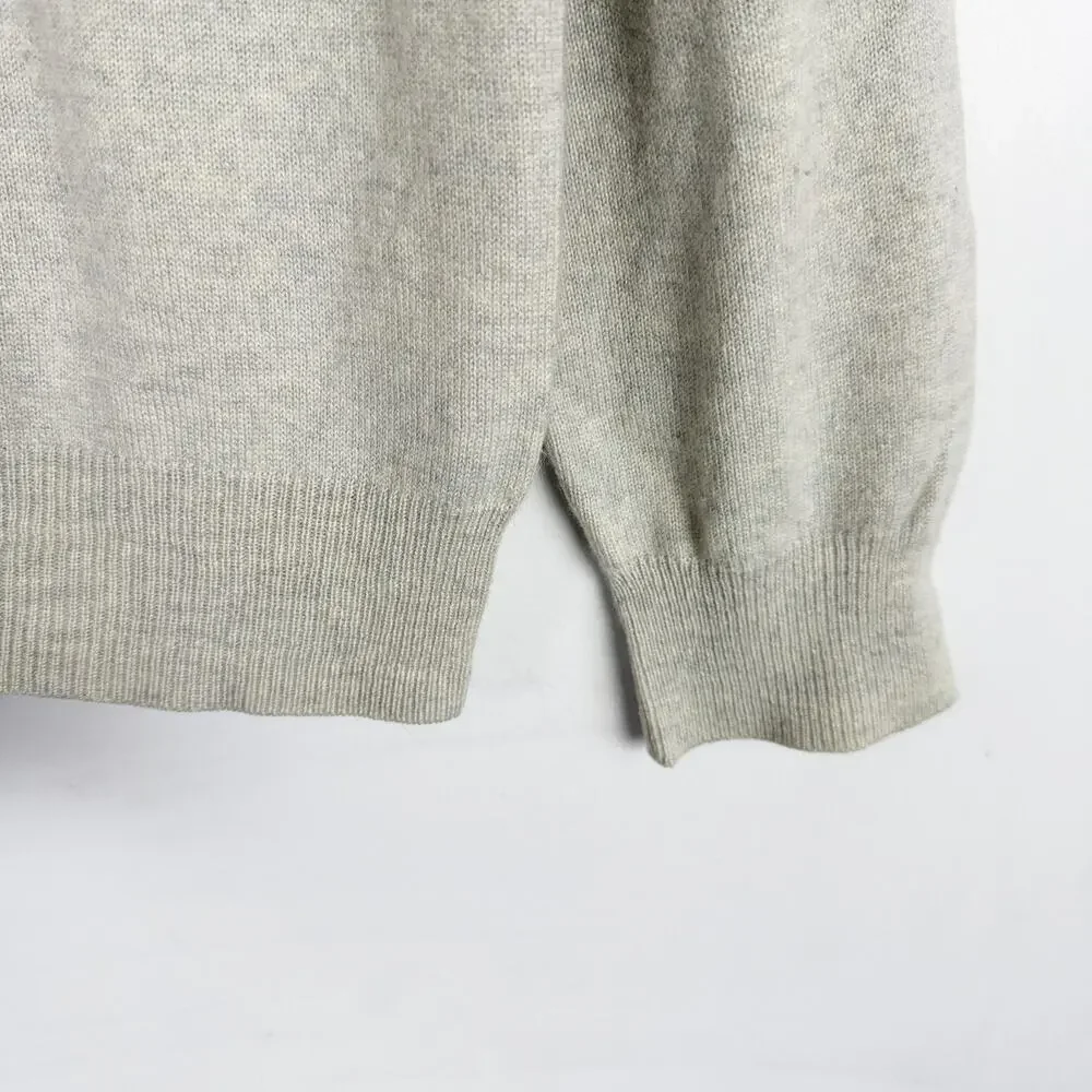 J.Crew Mens Italian Cashmere Crewneck Sweater Gray Cream - L